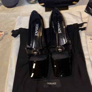 Versace Women's Glossy Black Flats